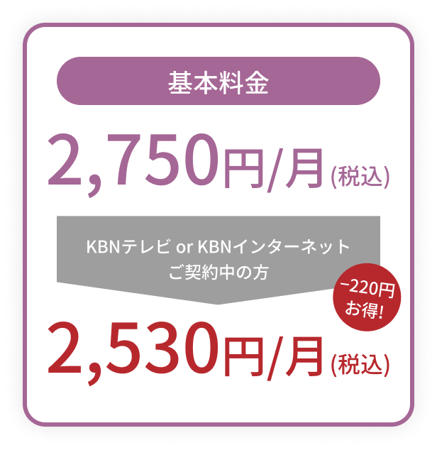 基本料金 2,750円/月(税込)