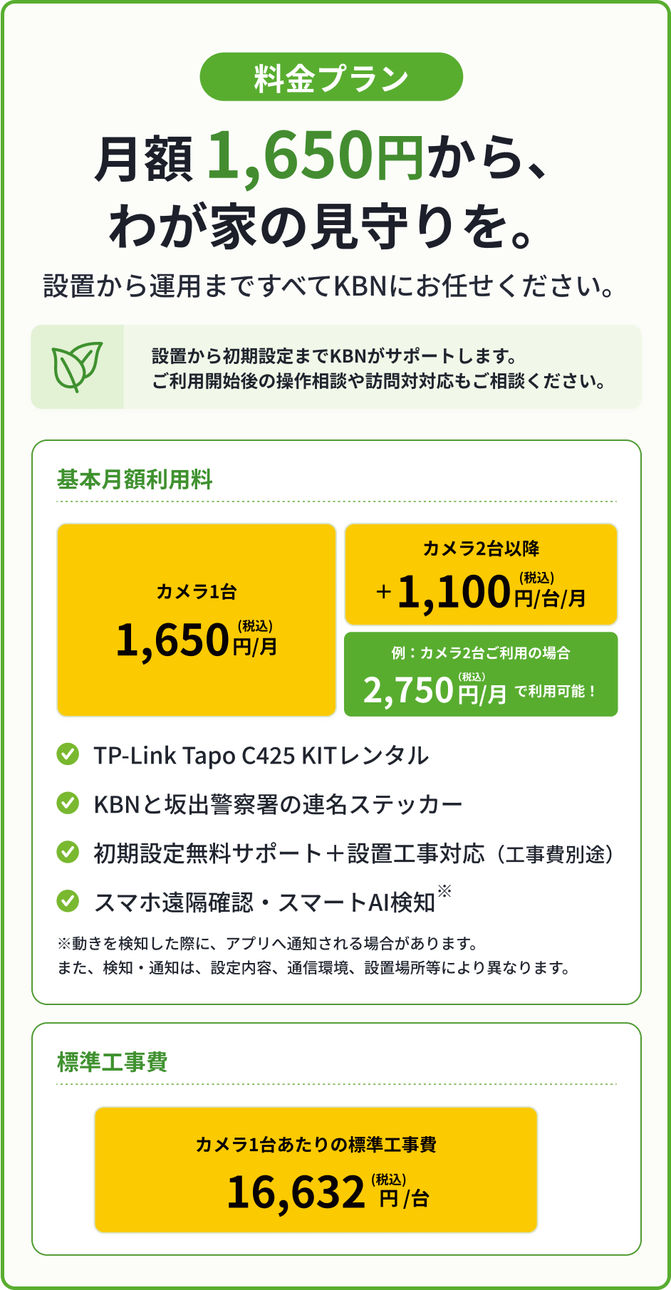 KBN地域見守り防犯カメラの料金